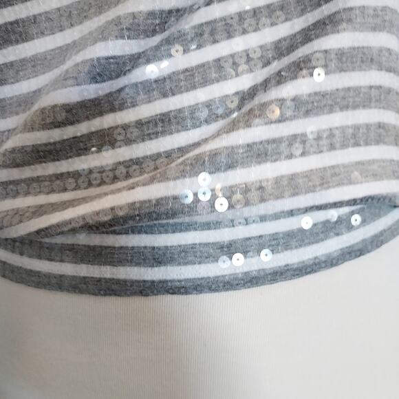 Michael Kors Gray & White Striped Blouse w/Sequins - Picture 7 of 12